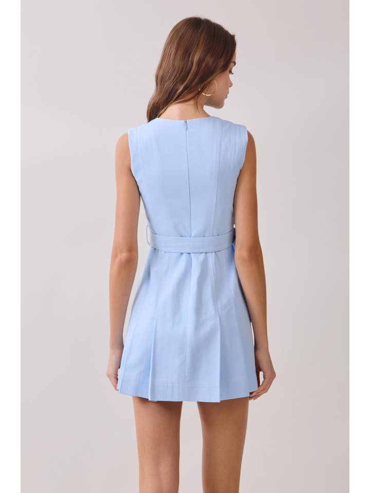 TCEC - Wholesale Dress - Women's - CD05638-Contrast Topstitching Front Pleats Detail Dress4