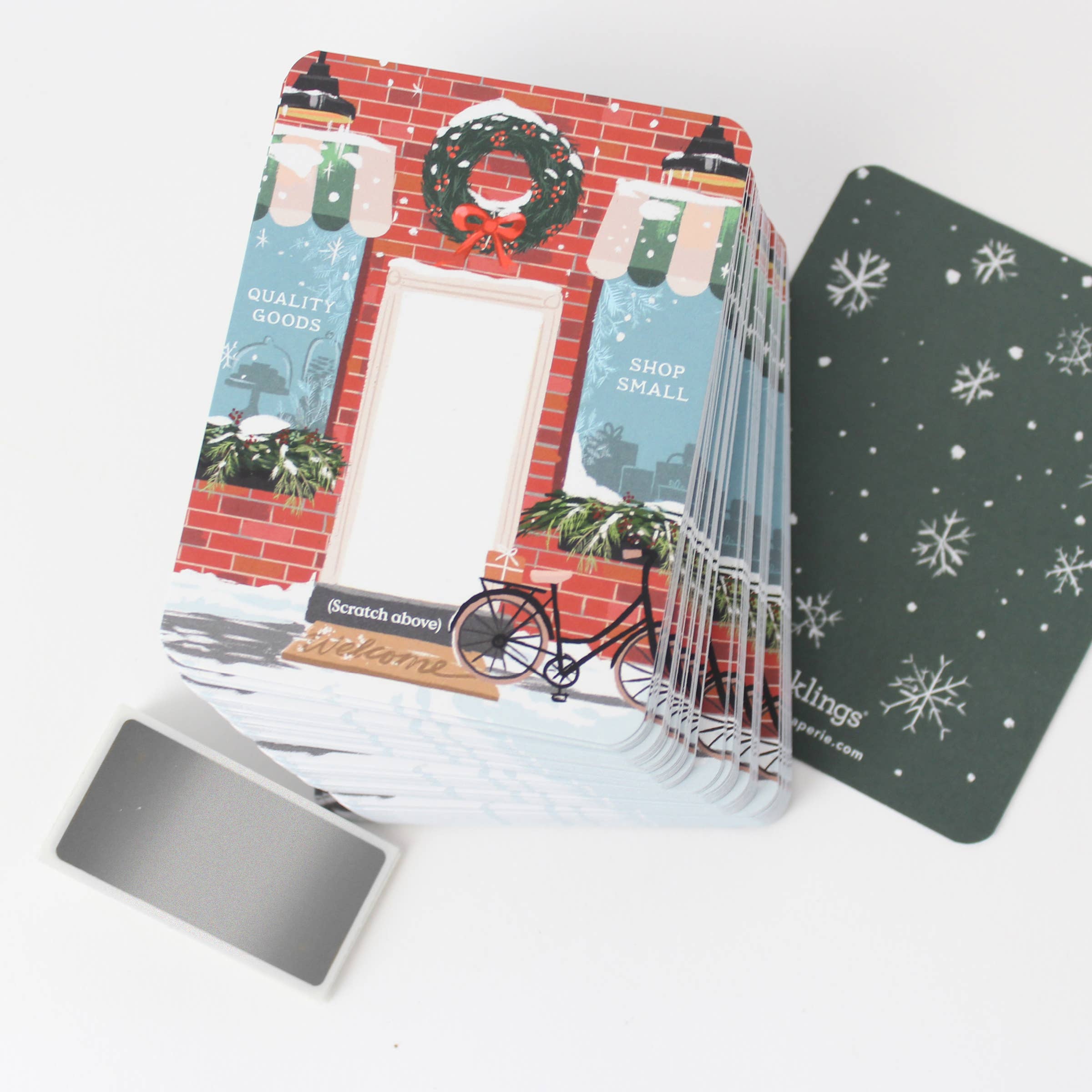 Inklings Paperie – wholesale Stationery/notecard set – 100 Customer Scratch-off Cards - Winter Brick Shop Small2