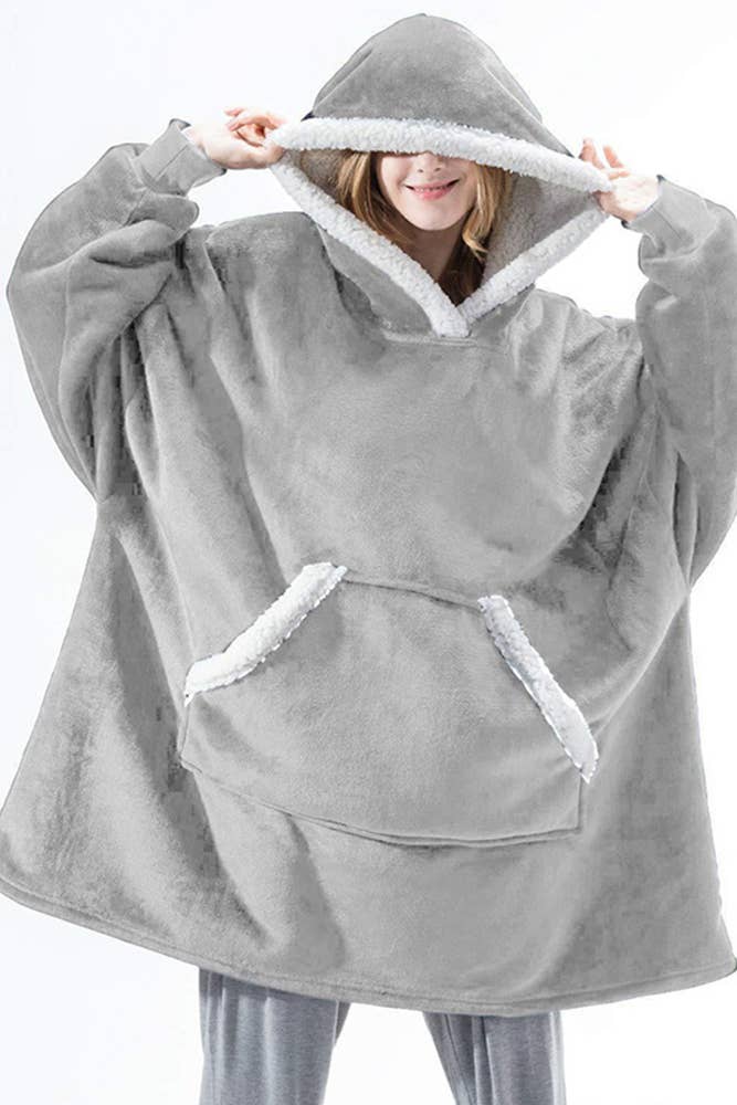 UNISHE - Wholesale Robe - Women's - Hooded Fluffy Robe Blanket with Pockets ZZKF2272