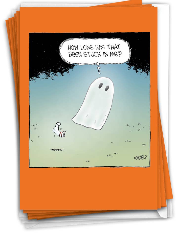 12 Divertenti Biglietti di Auguri di Halloween (1 Design) - Calzino Fantasma per la vendita all'ingrosso da parte di NobleWorks