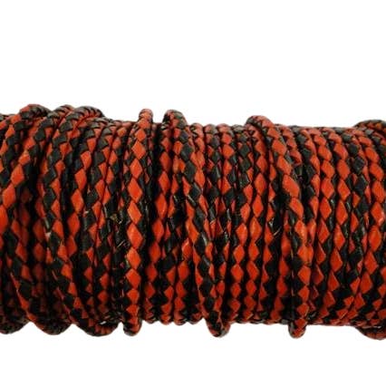 Corda in pelle intrecciata rotonda Oslo - 5mm - Rosso e Nero per la vendita all'ingrosso da parte di Sun Enterprises B.V.