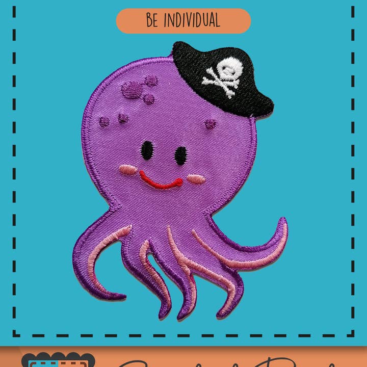 purple Iron-on Patch - octopus octopus pirates animals for wholesale on Faire1