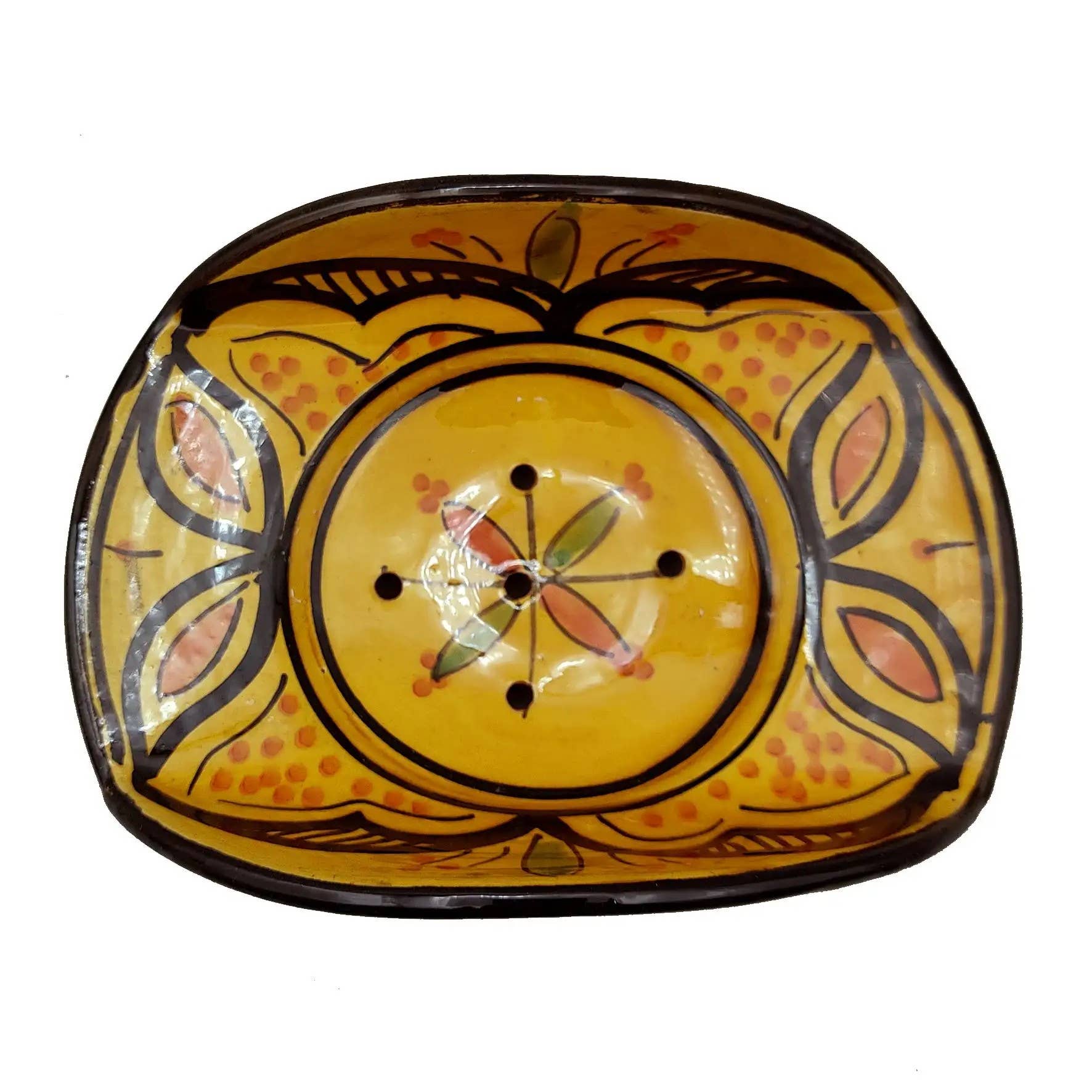 Etnico del Mondo - Wholesale Bath Soap Dish - Hand-Painted Moroccan Ceramic Soap Dish Safi#62