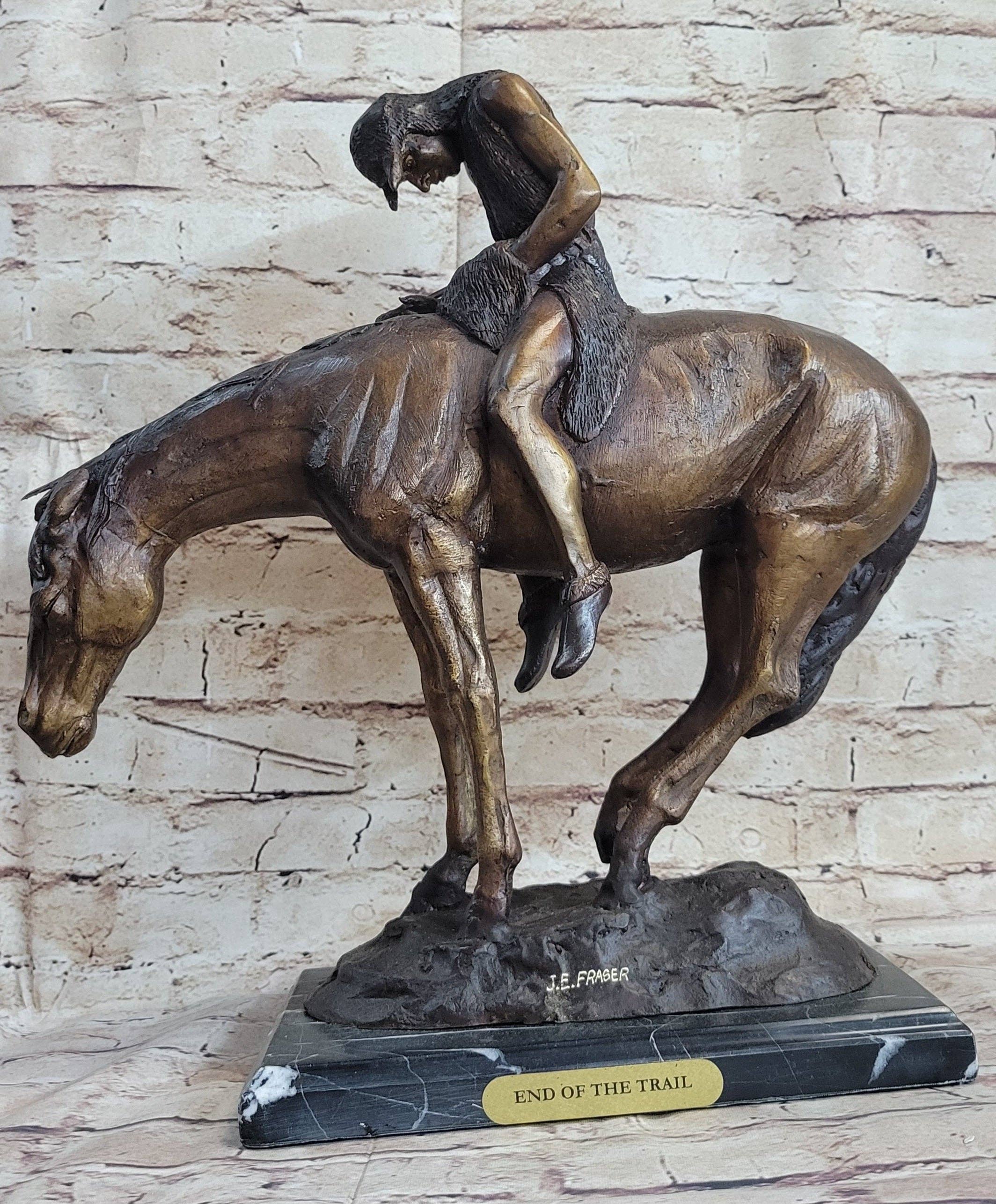 Bronzhaus - Wholesale Sculpture - End of the Trail by James Earle Fraser Bronze Statue Sculpture Western Native American3