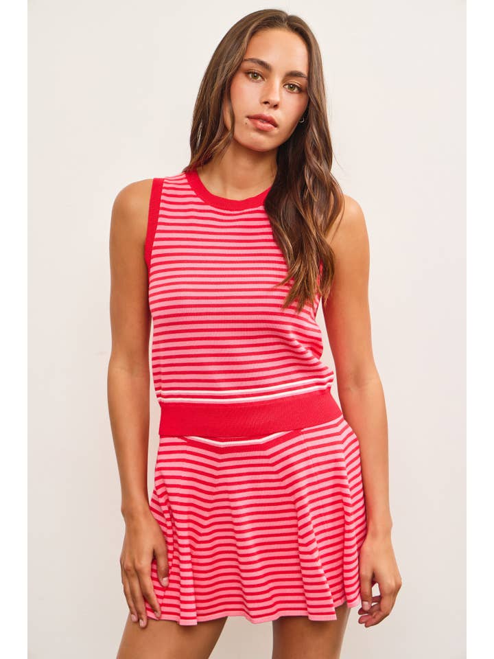 Mustard Seed - Wholesale Knit Top - Women's - STRIPED SLEEVELESS SWEATER TOP