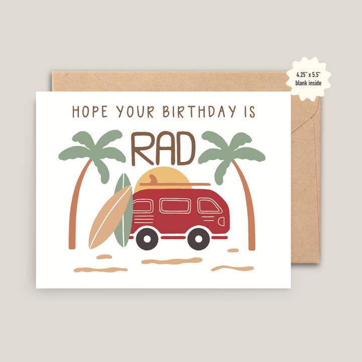 Rad Birthday Card | Beach Birthday Card for wholesale by Bri Kuffell Art