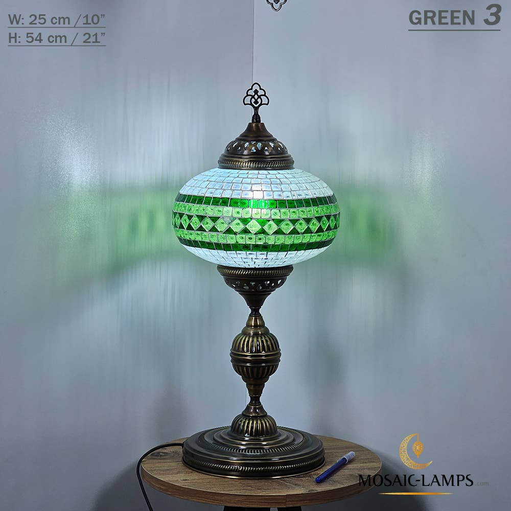Mosaic Lamps - Wholesale Accent/Desk Lamp - 10+ Colors - Turkish Mosaic X Large Globe Table Lamp, Marrak28