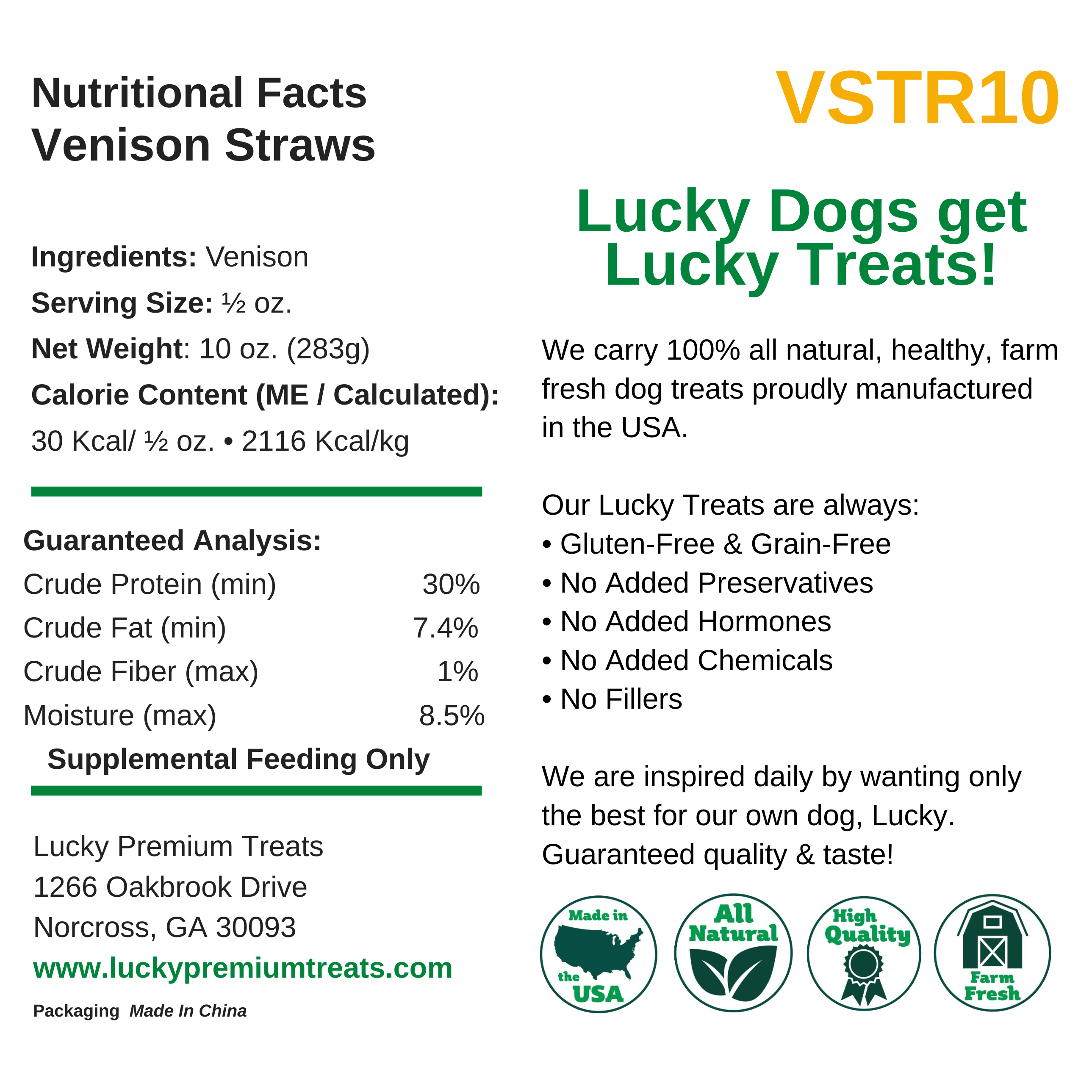 Lucky Premium Treats - Vente Friandises – chien - Pailles de venaison - Vrac par lb1