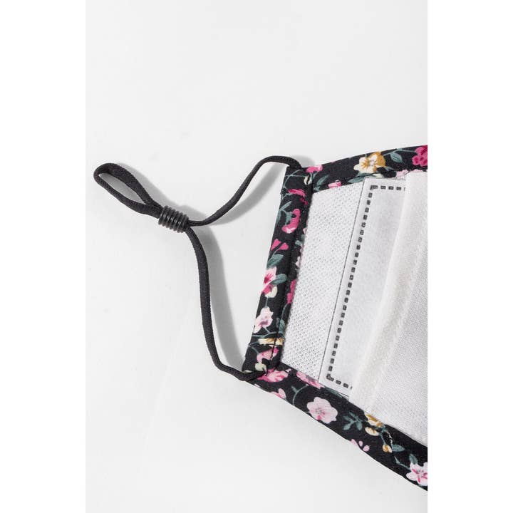 Veroma Gifts - Wholesale Protective face mask/shield - Reusable Black Floral Face Mask with Filter3