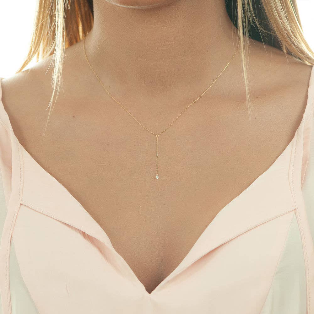 Leaf Jewelry - Vente Sautoir et collier en Y - Collier Y-Pure diamant en or jaune 18 carats2