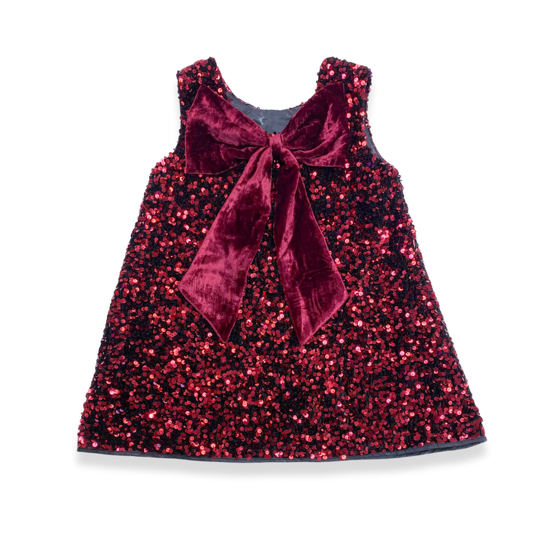 Doe a Dear - Wholesale Dress - Kids - 17128 Sleeveless Sequin Dress w/ Back Velvet Bow (2 Colors)4