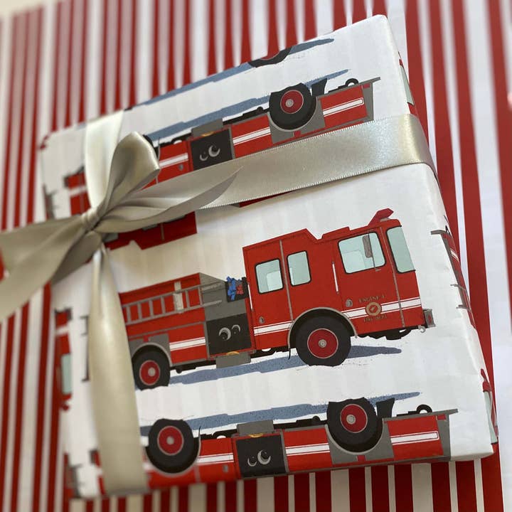Ballard & Prescott - Wholesale Flat Wrap - Fire Truck Wrapping Paper