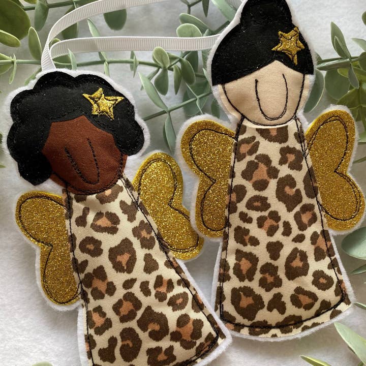 Girl Friday Embroidery – wholesale Ornament – Leopard print christmas fairy decoration