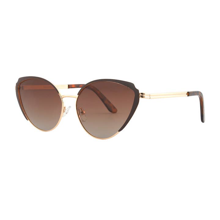 Ryan Simkhai Eyeshop - Wholesale Sunglasses - Women's - LOTUS | Gold / Brown Frame / Tortoise Tips | Polarized Sunglasses