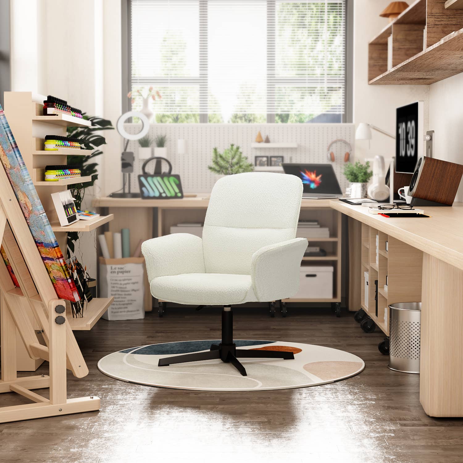 39F Inc. - Wholesale Chair - THOMASINA Relax Swivel Accent Chair/Office Chair-White5