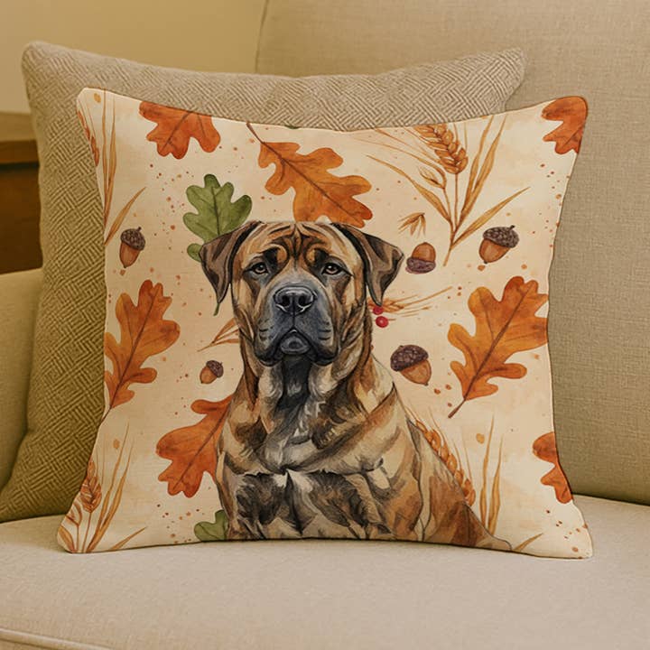 Brindle Boerboel Heirloom Fall Pillow 18x18 WDK7720 for wholesale by Caroline's Treasures