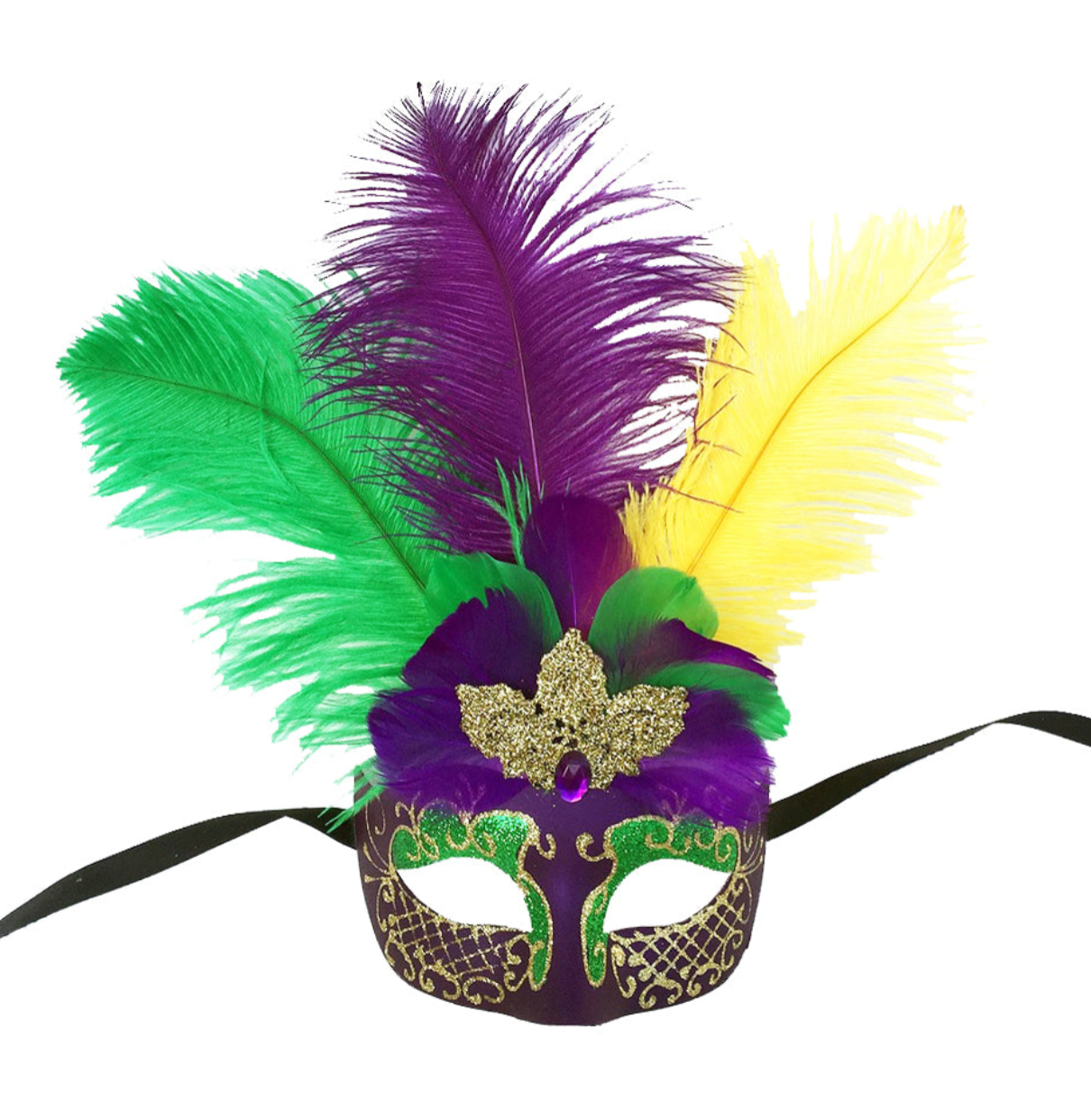 Mardi Gras Creations - Wholesale Costume - Unisex - Mask With Glitter Face And Feathers4