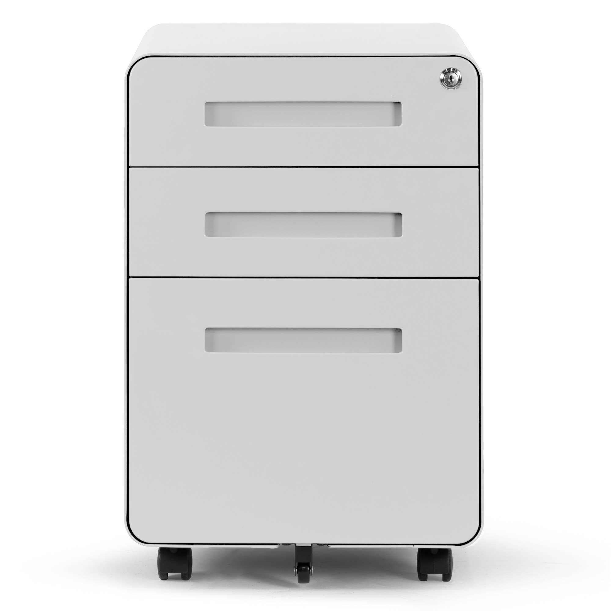Glamour Home - Wholesale Cabinet - Aviya White 3-Drawer File Cabinet with lock and Wheels1