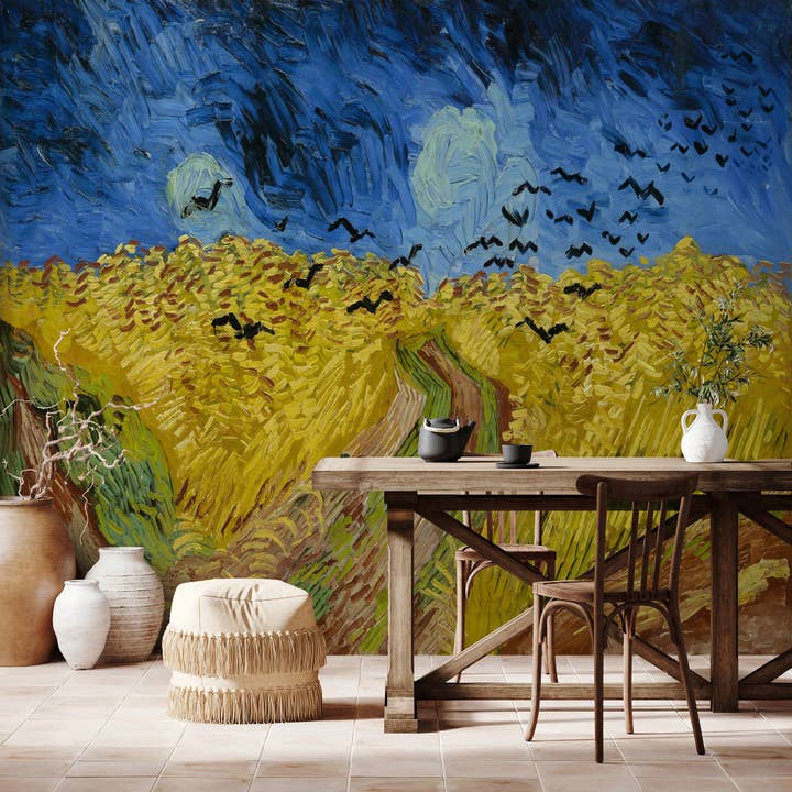 Papier peint Van Gogh Champ de blé avec corbeaux Fresque murale pour la vente par SimurgWallArts