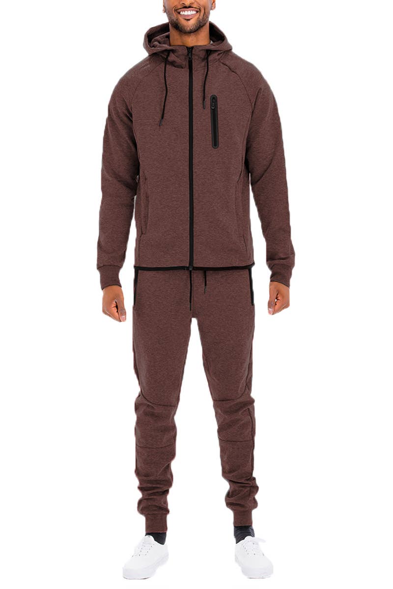 WEIV - Wholesale Tracksuit - Men's - Solid Dynamic Active Track Suit Cotton Poly Blend Track Set5