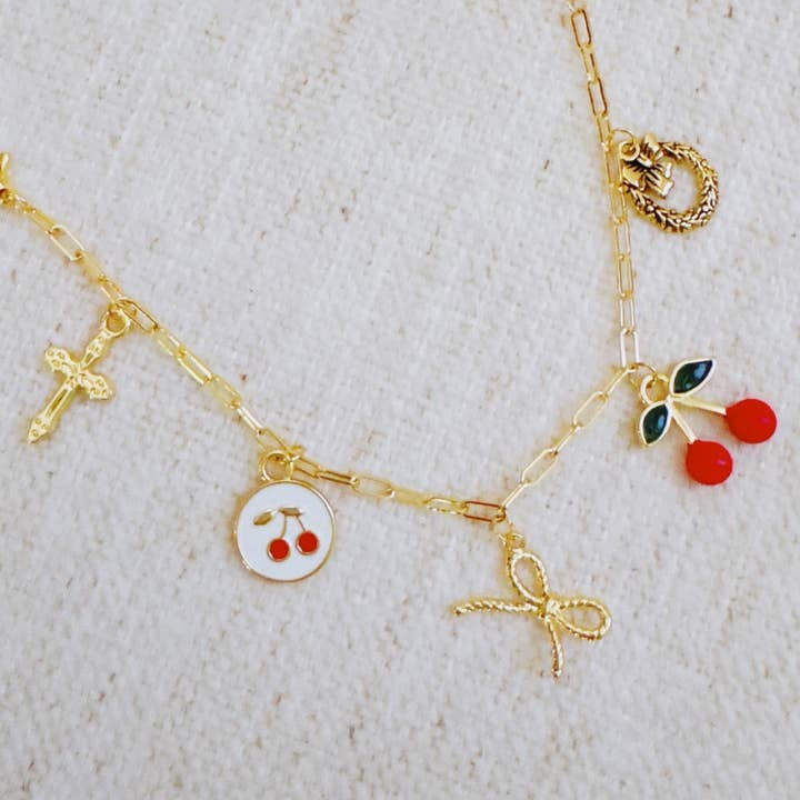 Ellison+Young - Wholesale Charm/Dangle Bracelet - Cherry Chic Charm Bracelet – Bow, Cross & More