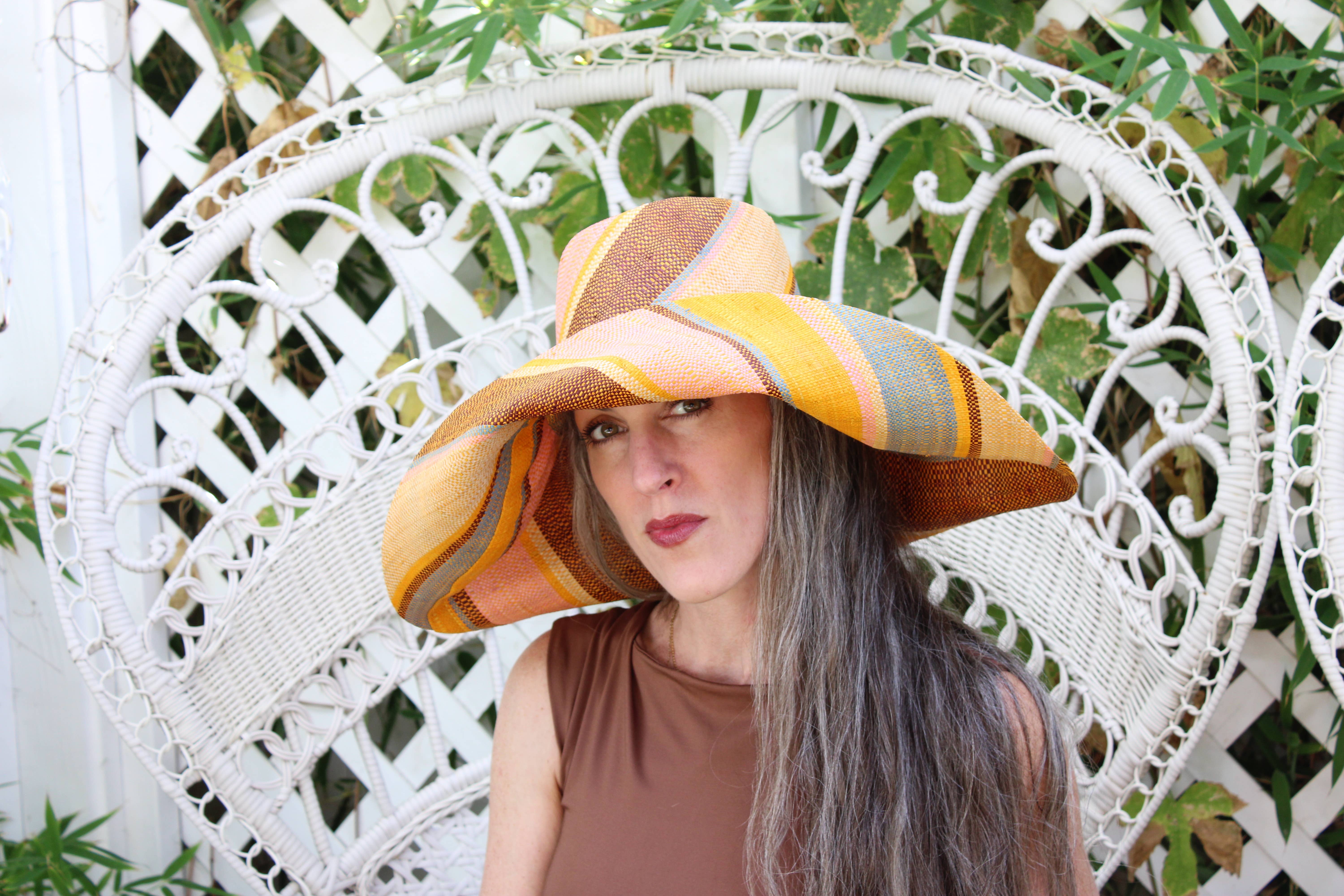 Shebobo - Vente Chapeau de paille – femme - Chapeaux de paille Shebobo Monica à larges bords rayés 13 cm et 18 cm pliables42