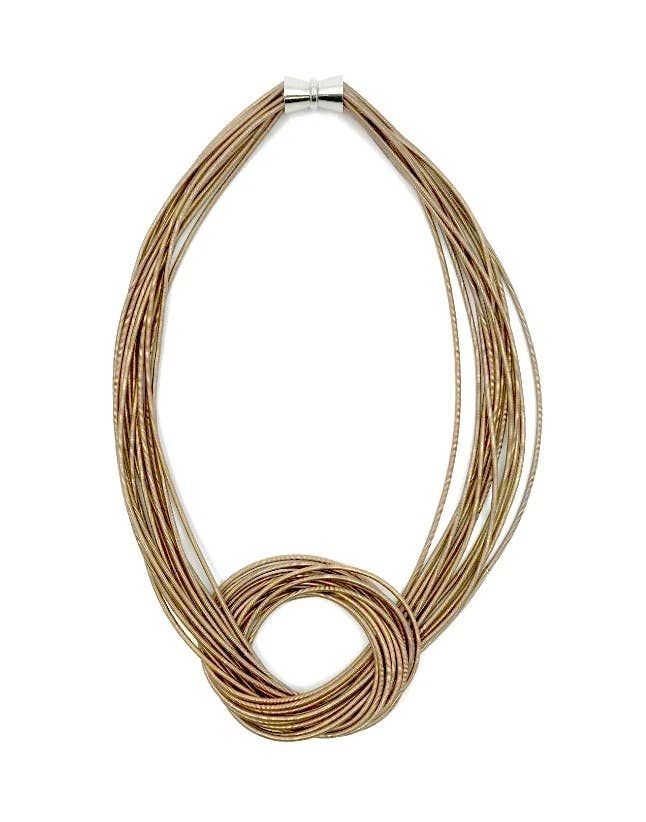 Sea Lily - Wholesale Bib Necklace - S72 a - Champagne Large Knot Necklace
