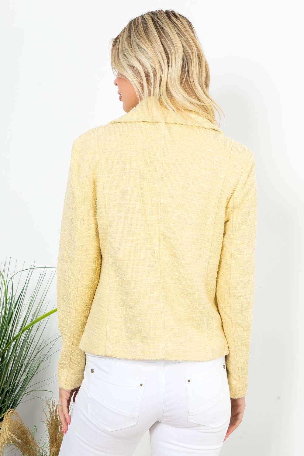 26 International - Wholesale Jacket - Women's - Solid Boucle Long Sleeve Moto Jacket7