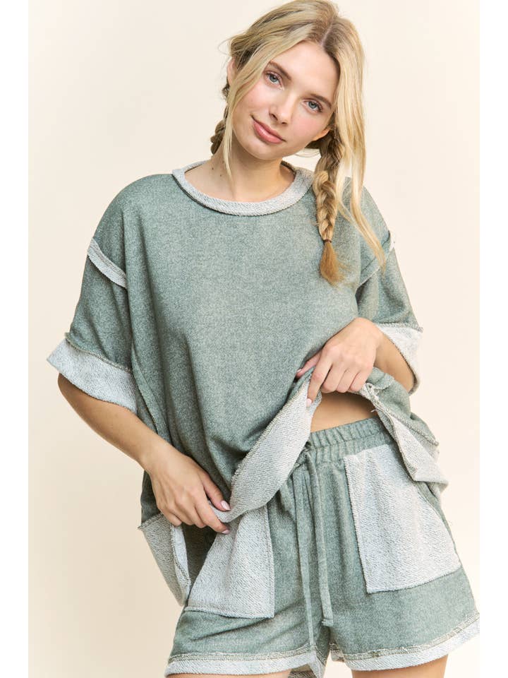 J.Her - Wholesale Lounge Shorts - Women's - LoopTerry Cont Pocket Shorts HP5720.5