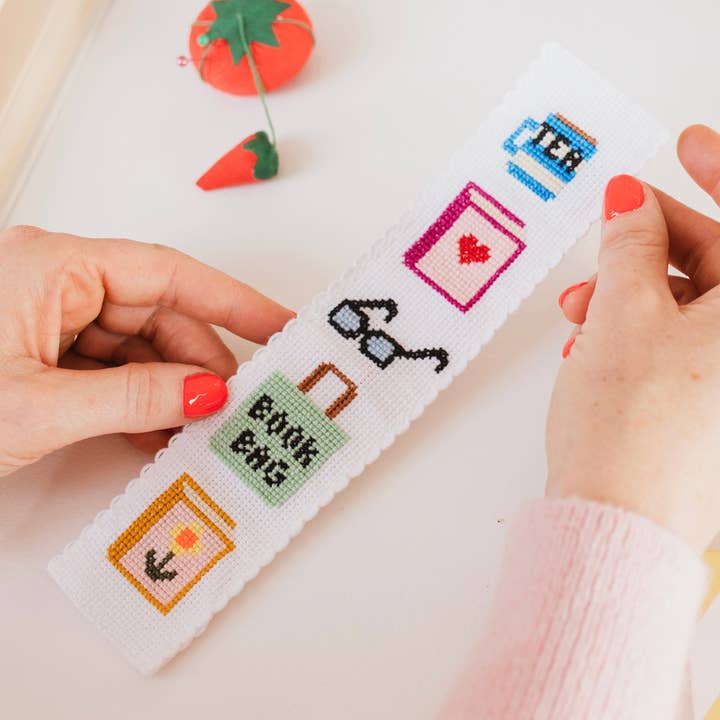 Cotton Clara Craft Kits & Supplies - Wholesale Craft Sewing Kit - Bookish Counted Cross Stitch Bookmark Kit Beginner Friendly0