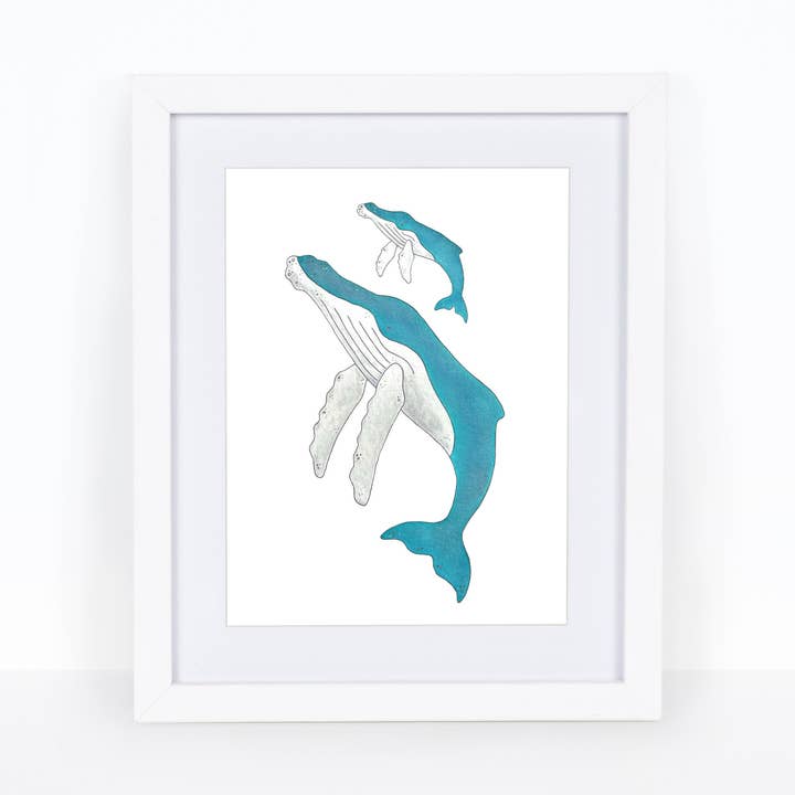 Whale Hello Baby Art Print for wholesale by Nicole Bennion Illustration