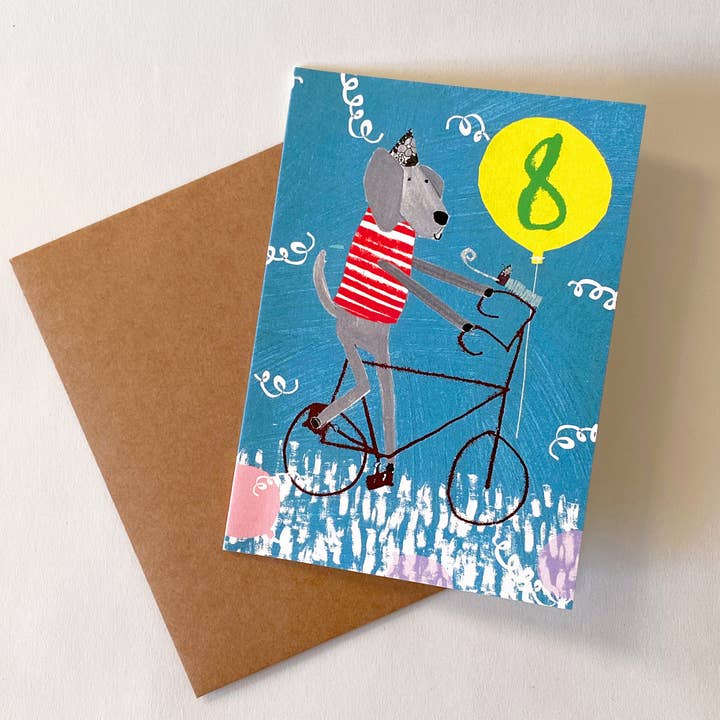 Biglietto d'auguri di compleanno, età 8 per la vendita all'ingrosso da parte di Lisa Stickley Studio