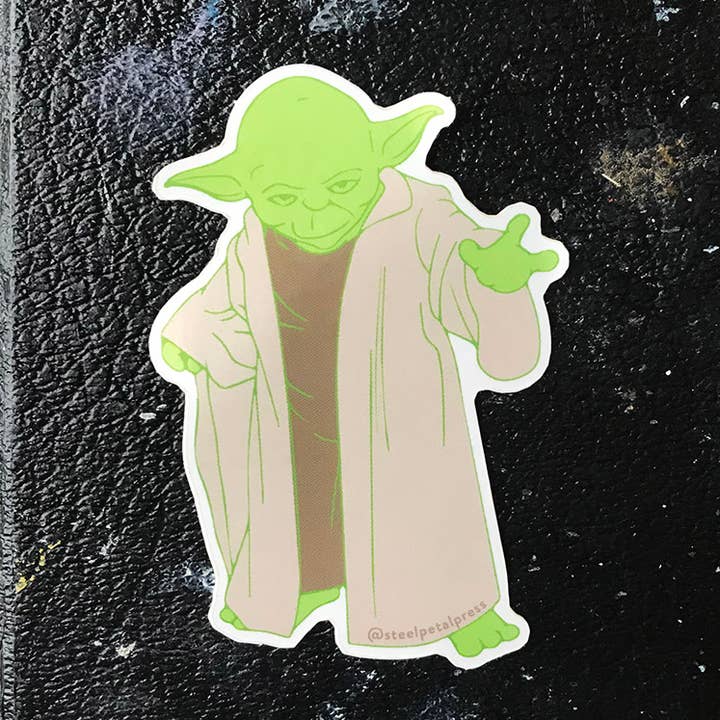 Yoda Die-Cut Sticker for wholesale by Steel Petal Press