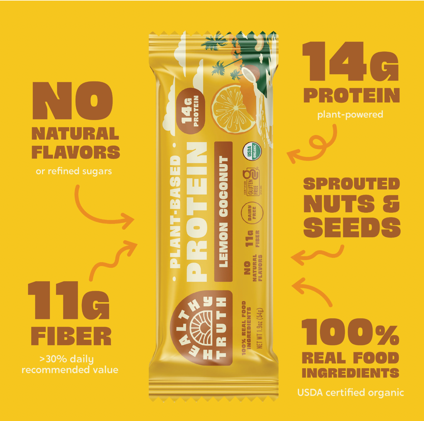 Healthy Truth LLC – wholesale Snack bar – *NEW* Lemon Coconut PLANT BASED Protein Bar2