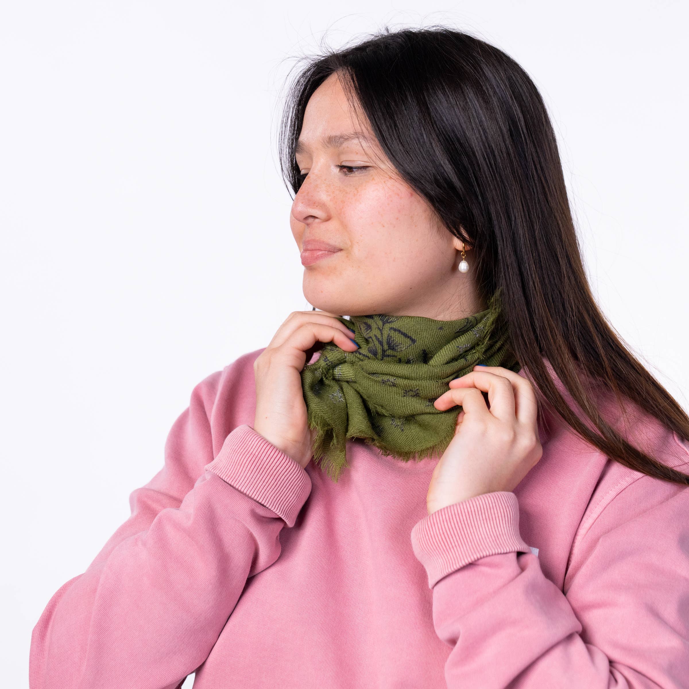 BILLYBELT - Vente Écharpe – femme - Petit foulard en 100% laine Sasha Kaki1