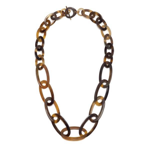 BRANCH JEWELLERY - Wholesale Link & Chain Necklace - Oval link Buffalo horn necklace - Brown Natural