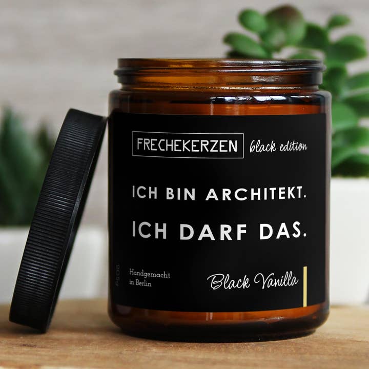 Kaars met deksel | ik ben architect. dat mag ik. | Handm voor wholesale door mysoy® Duftkerzen-Manufaktur