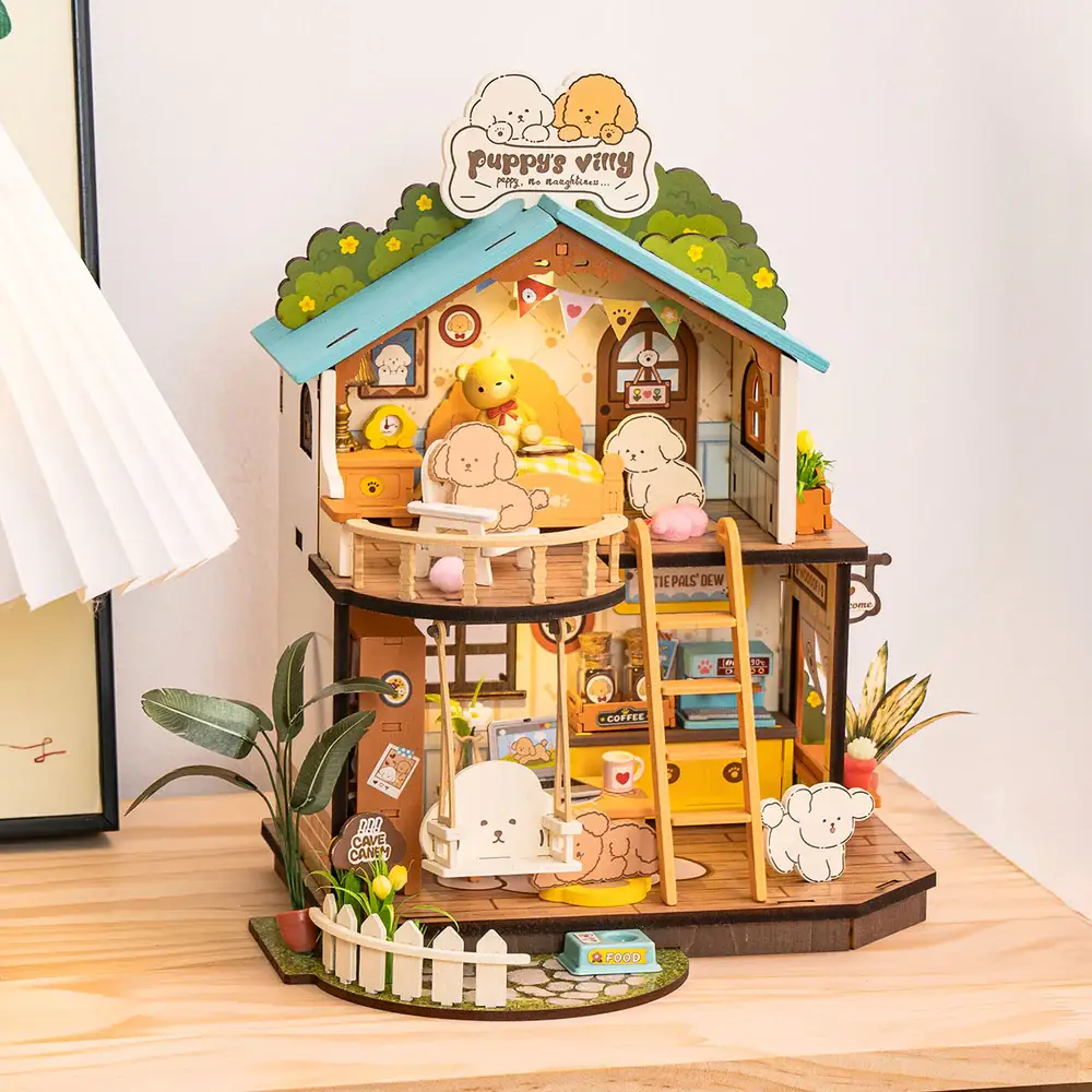 Robotime - Wholesale DIY Craft Kit - DG169 Puppy's Cozy Villa Rolife DIY Miniature House Puzzles4