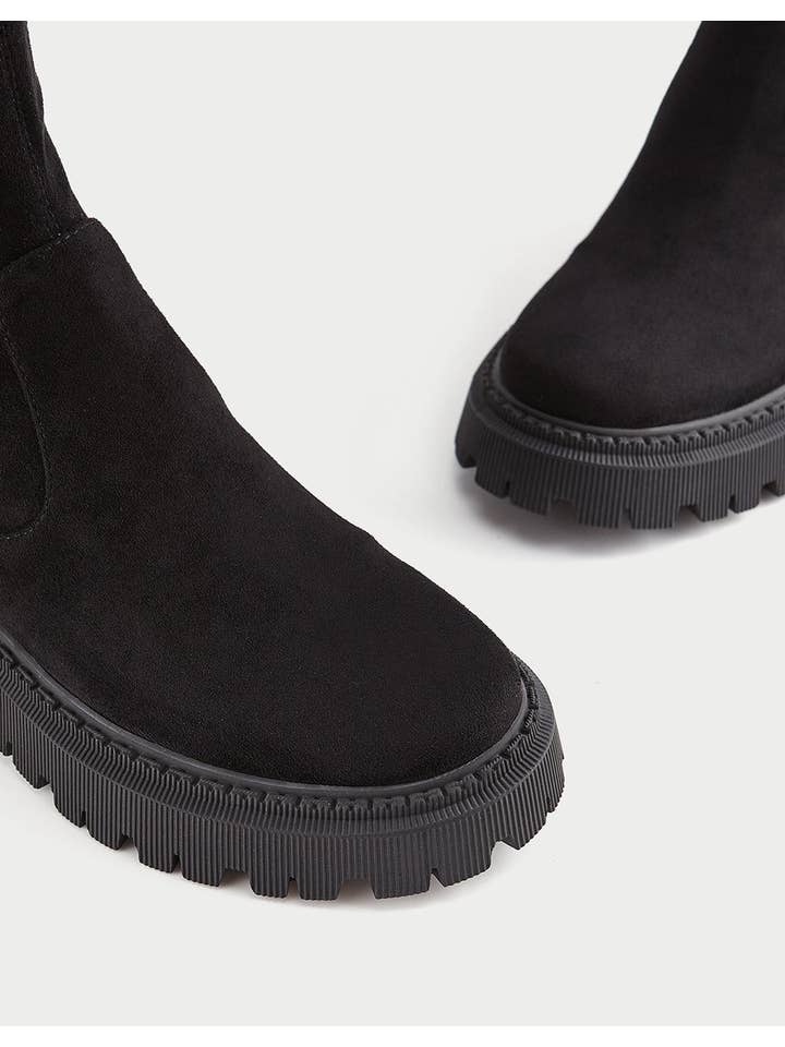 Black URBAN REVIVO Minimalistic Round Toe Over-The-Knee Boots for wholesale on Faire