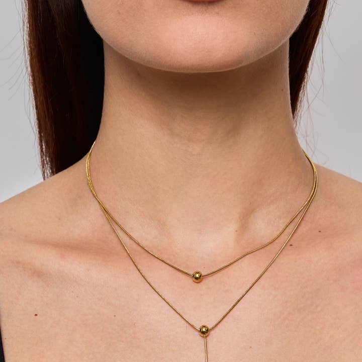 BYREN | ÉLINE L'ATELIER - Wholesale Pendant/Charm Necklace - 224YC15 stainless steel double chain necklace0