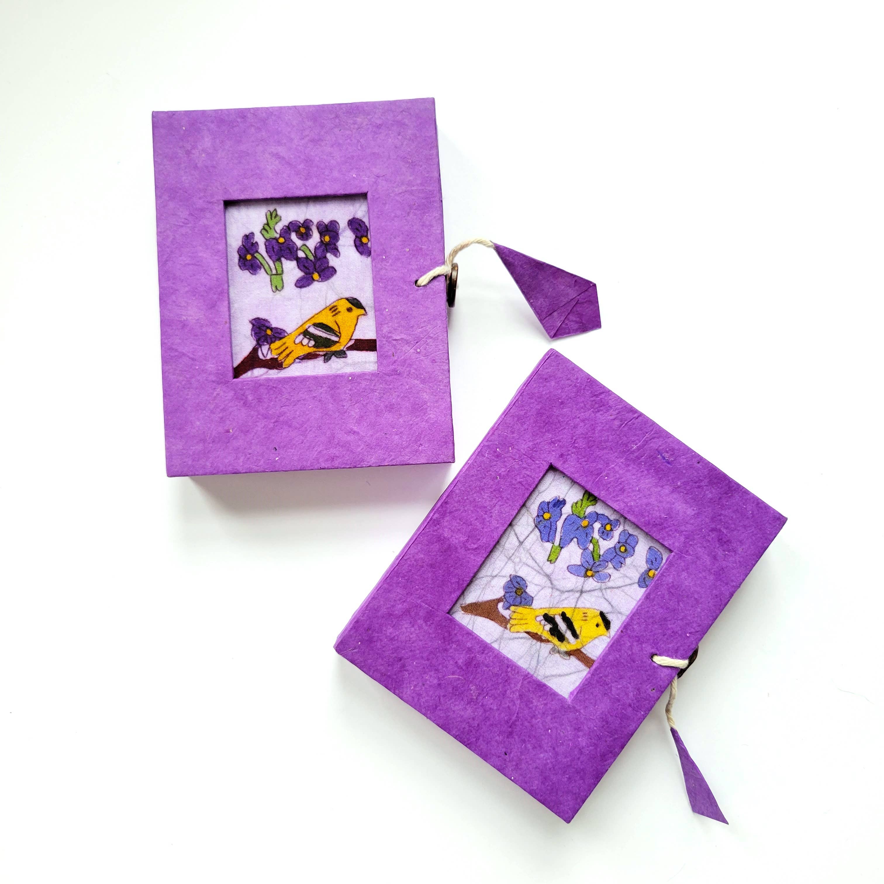 Eclectic Woodchuck - Wholesale Decorative Box - Goldfinch on a Branch Batik Mini Paper Mache Box4