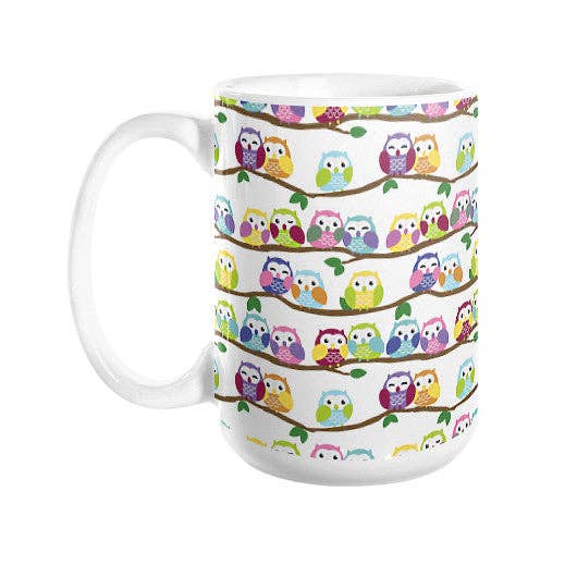 Sharptooth Snail - Vendita all'ingrosso Tazza - Tazza da caffè colorata con gufi sui rami