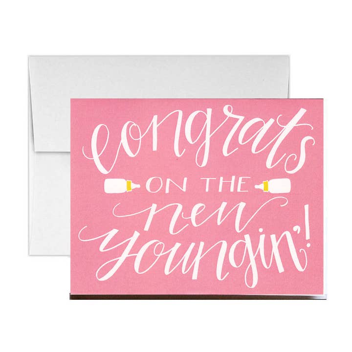 Pink New Youngin Greeting Card for wholesale by Stately Made