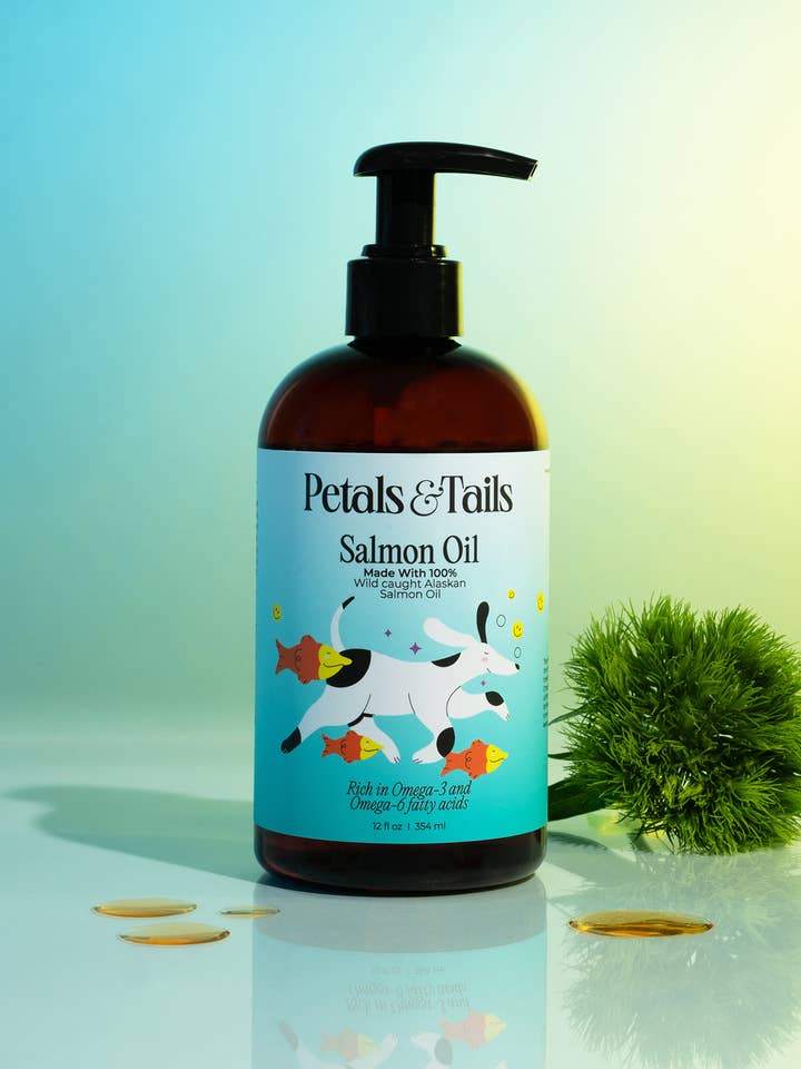 100% Wild Caught Alaskan Salmon Oil For Dogs - 12 fl oz for wholesale by Petals and Tails CBD