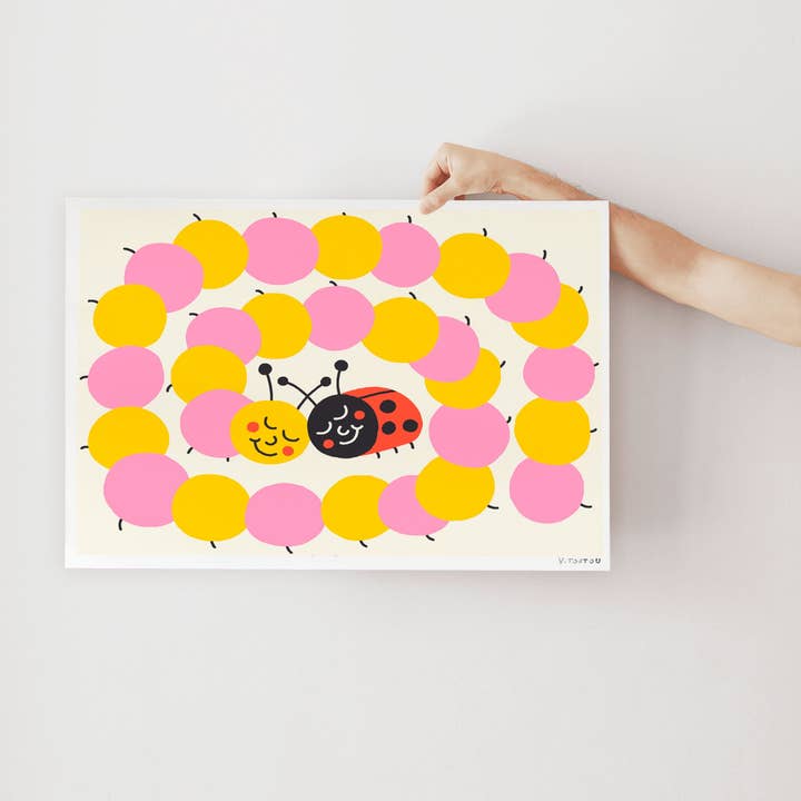 Ladybug and caterpillar Art print for wholesale by Studio Toute