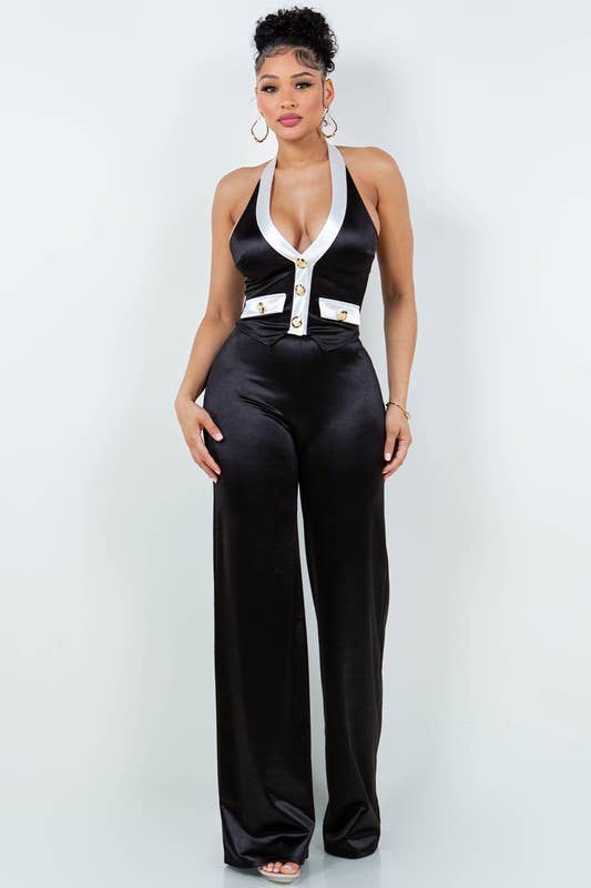 Black Two Piece Set With Gold Button for wholesale on Faire0