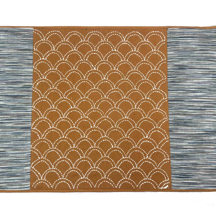 #YN-27 WAVE PATTERN, SASHIKO EMBROIDERY PLACEMAT for wholesale by World Treasure Trading