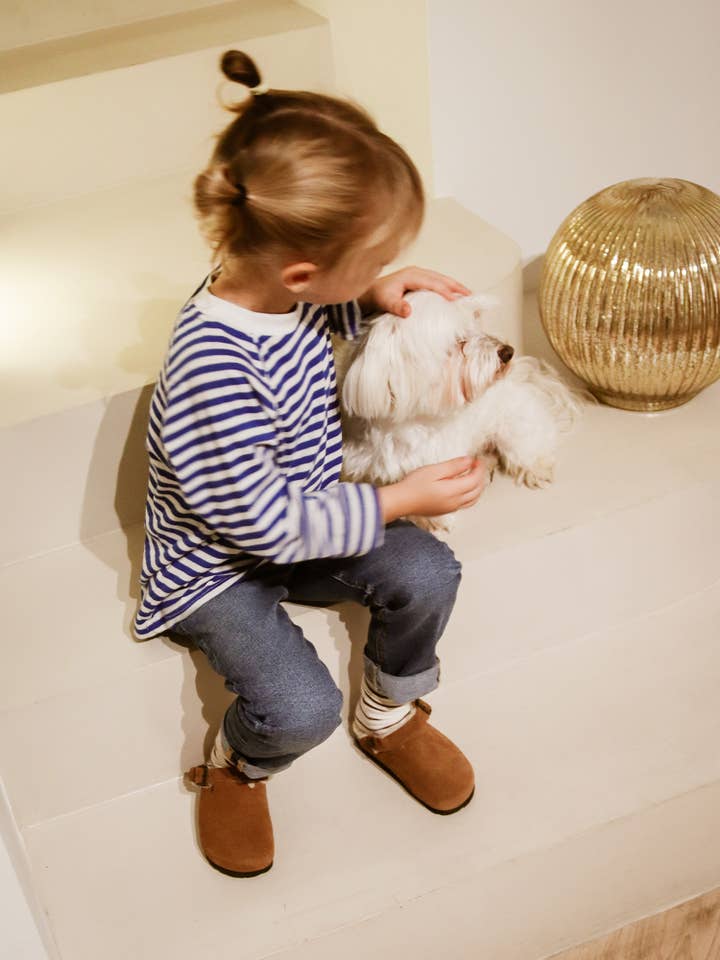 GENUINS - Wholesale Slippers - Kids - SHETLAND VELOUR WOOL ALMOND1