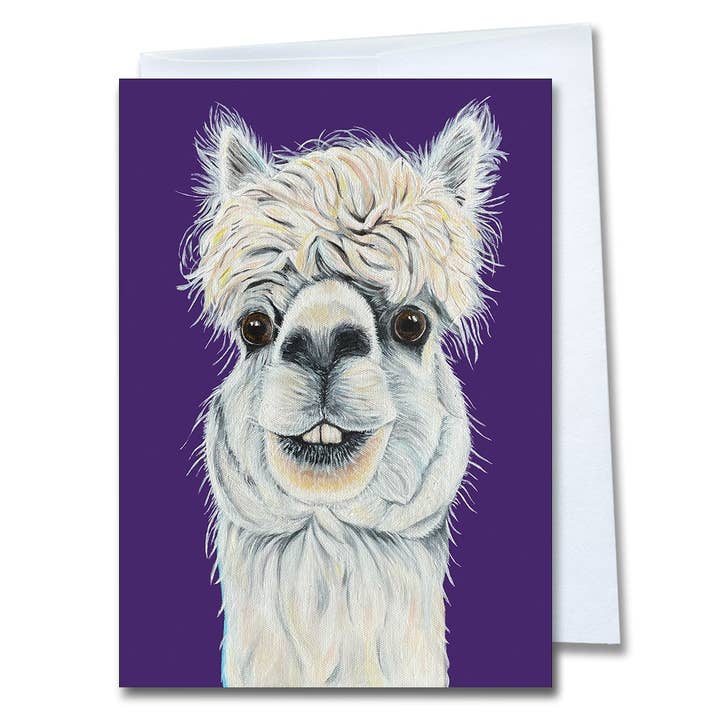 Alpaca Greeting Card - Al for wholesale by Woollybear Travels