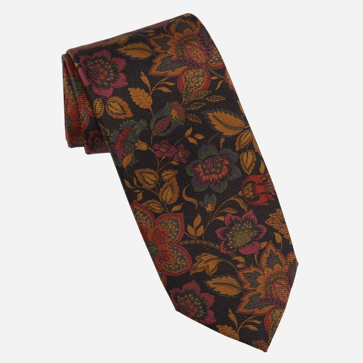 Calvino - Printed Silk Tie - Black (XL) for wholesale by Elizabetta Made in Italy USA